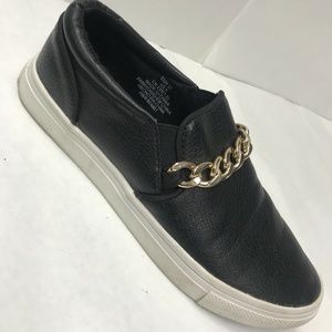 H & M 6M BLK Casual Slip-on w/White RubberSole EUC